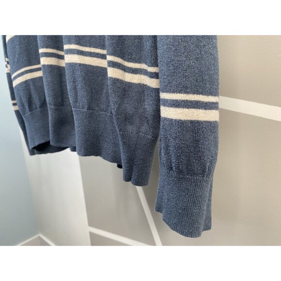 LL Bean V-Neck Striped Sweater Mens SZ XL Reg Cashmere Blend Long Sleeve 288662 - Picture 3 of 12